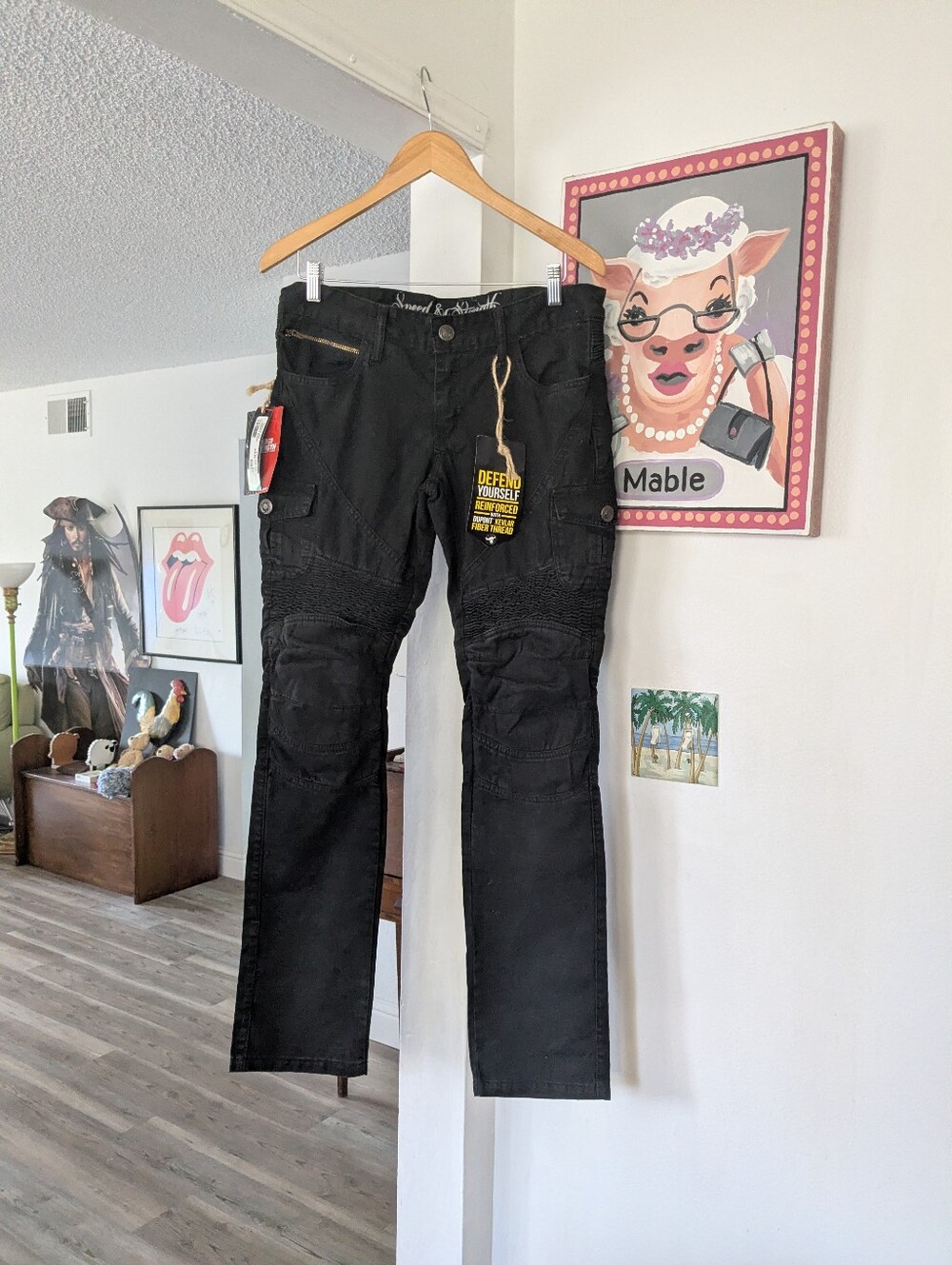 NWT Speed & Strength Smokin' Aces Women's Motorcycle Jeans Sz 8 Moto Pants Cargo